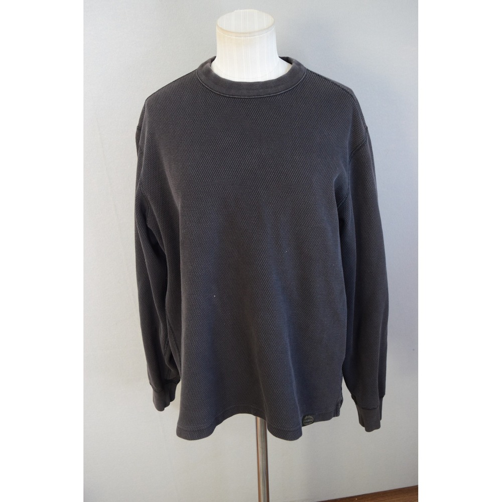 Filson Waffle Knit Thermal Sweater Medium Gray Cotton Crewneck Mens FLAWS